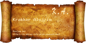 Krakker Alojzia névjegykártya